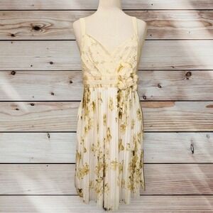 FP2 Anthropologie Deletta Tea and Sweets dress Medium Cream Flower Women's
